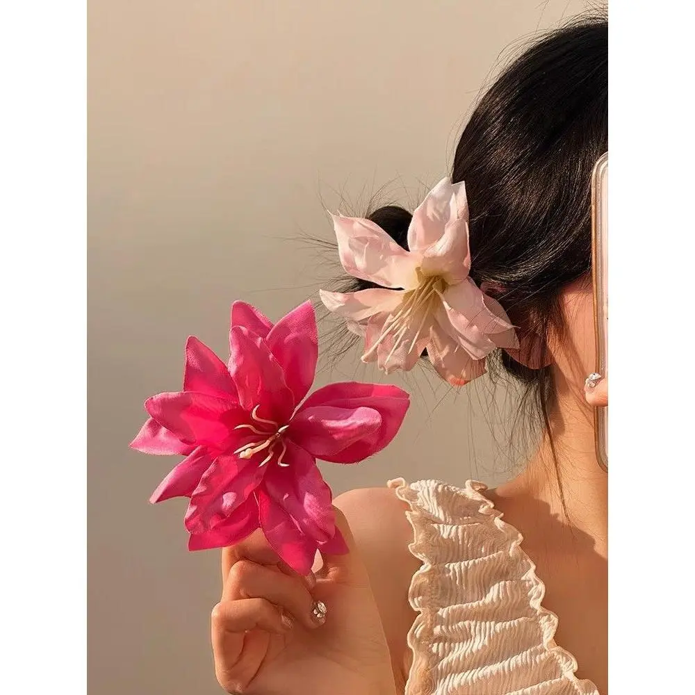 Photography Atmosphere Simulation Lily Lily Flower Hair Clip Side Hair Accessory Photo Headwear New Versatile