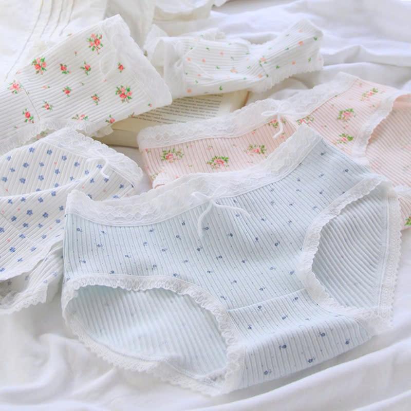 Set 10 Quần Lót Nữ Cotton Giá Rẻ Họa Tiết Tuyết Ren Dễ Thương Đáng Yêu