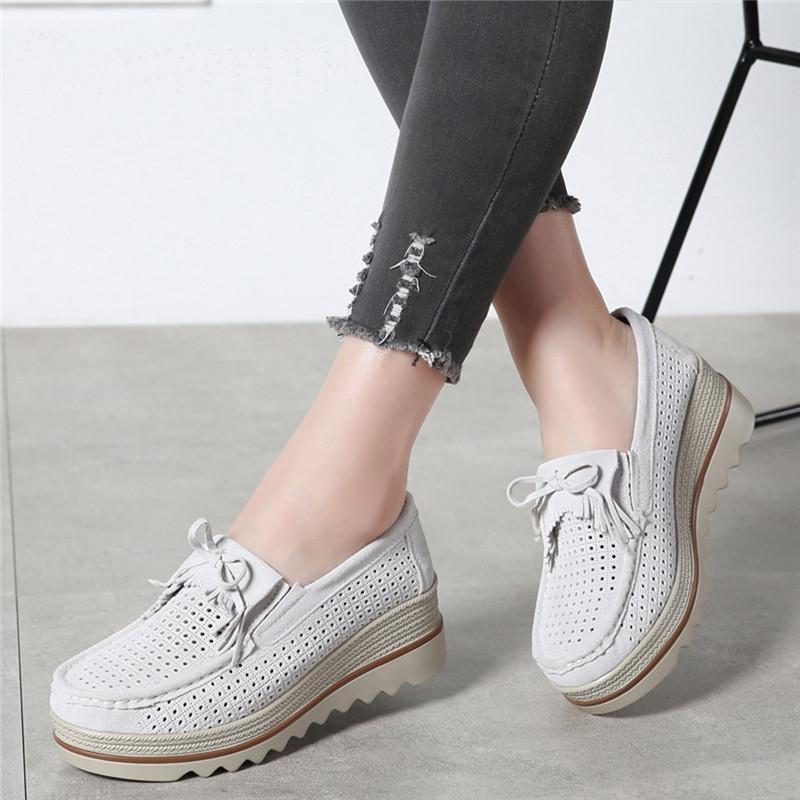 Product Introduction of Women Shoes New Spring Platform Flats Sneakers Women Suede Leather Women Casual Shoes Slip On Flats Heels Creepers Moccasins 3