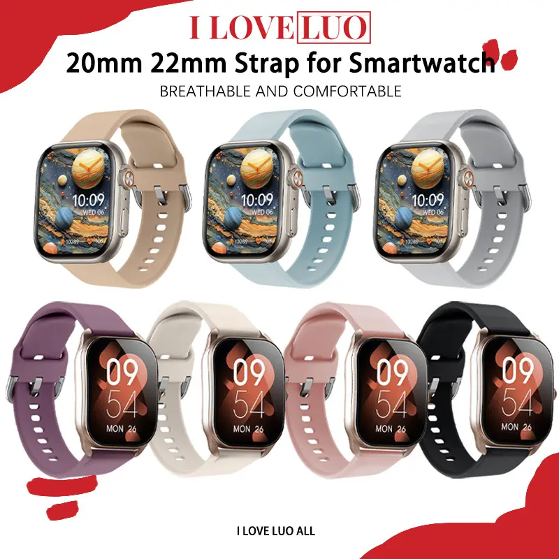 [Tali Jam] Silicone Rubber Strap for ADVAN Watch S3/3 Pro S2/2 Pro S1 SE 1 Silikon 20mm 22mm Quick Release Band Tali Jam Smartwatch for Samsung Watch Galaxy Watch FE 7 6 5/Garmin/Huawei Watch GT 6 5 4/Amazfit /Xiaomi/Redmi Watch 5 Active/5 Lite/Itel/Aolon