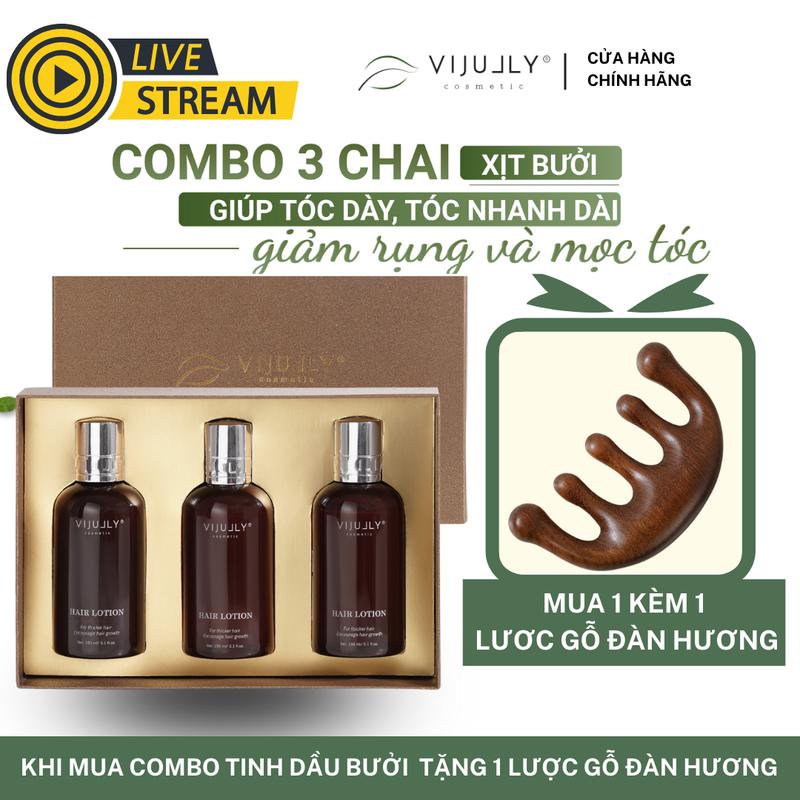 COMBO 3 Chai Tinh Dầu Bưởi Vi Jully -  Giúp Mọc Tóc - Giảm Rụng Tóc Nữ Dưỡng Tóc Serum Chăm Sóc Tóc 0
