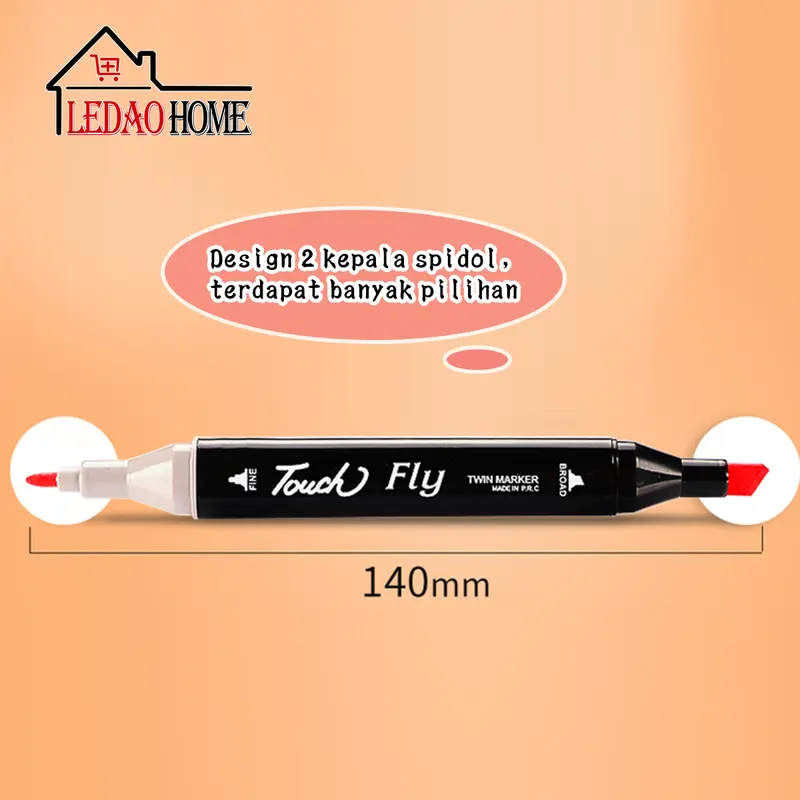 LEDAOHOME 2 in 1 Spidol dan Stabilo Touch Isi 24/36/48/60/80 Warna Dual Side Fine Art Brush Pen Sketsa 8