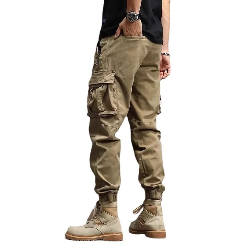 M-5XL Men Cargo Pants Sweatpants Drawstring Elastic Waist Spring Summer Autumn Winter Casual Korean Street Loose Long Tactical Military Plus Size Black Khaki Grey Green 8