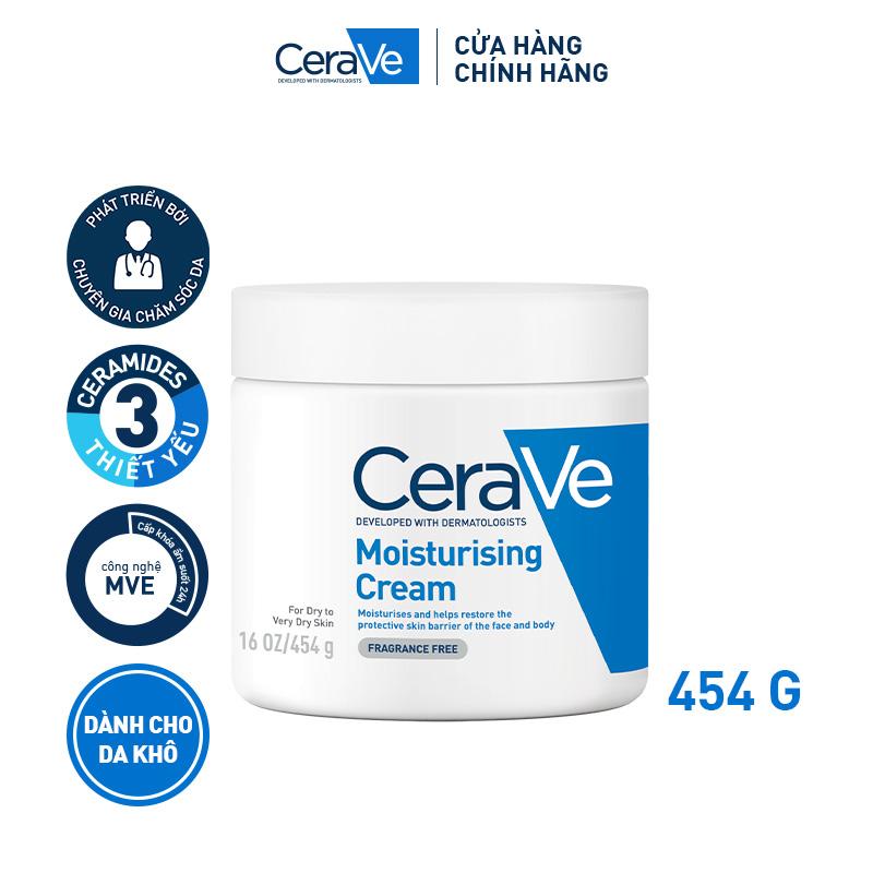 Deal Flashsale 15.4 Kem dưỡng ẩm dành cho da khô Cerave Moisturizing Cream 454g giúp phục hồi chuyên sâu giữ da ẩm mịn không gây bí da. DÙNG ĐƯỢC CHO DA MẶT VÀ CƠ THỂ_Chăm sóc da_Kem & Sữa dưỡng thể