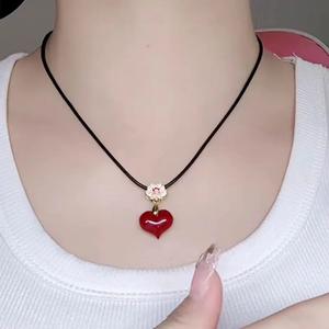 Kalung Loket Cinnabar Tiruan Berbentuk Hati, untuk Wanita, Alamiah Pasir Emas Ungu, Rantai Klavikula Jantung, Rantai Fortune, Rasa Tinggi, Baharu pada 2025 Jewelry Necklaces