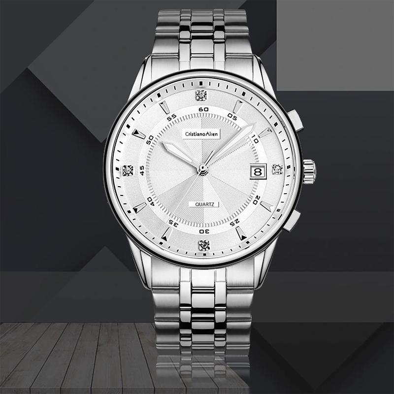 Cristiano Aillen Jam Tangan Pria 0848 Rantai Stainless Steel Tgl Aktif Water Resistant 3 ATM Watches 4