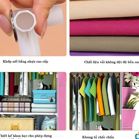 Tủ Quần Ào Vải Tủ Khung thép 3D, Tủ Lắp Ghép Giá Sinh Viên 2