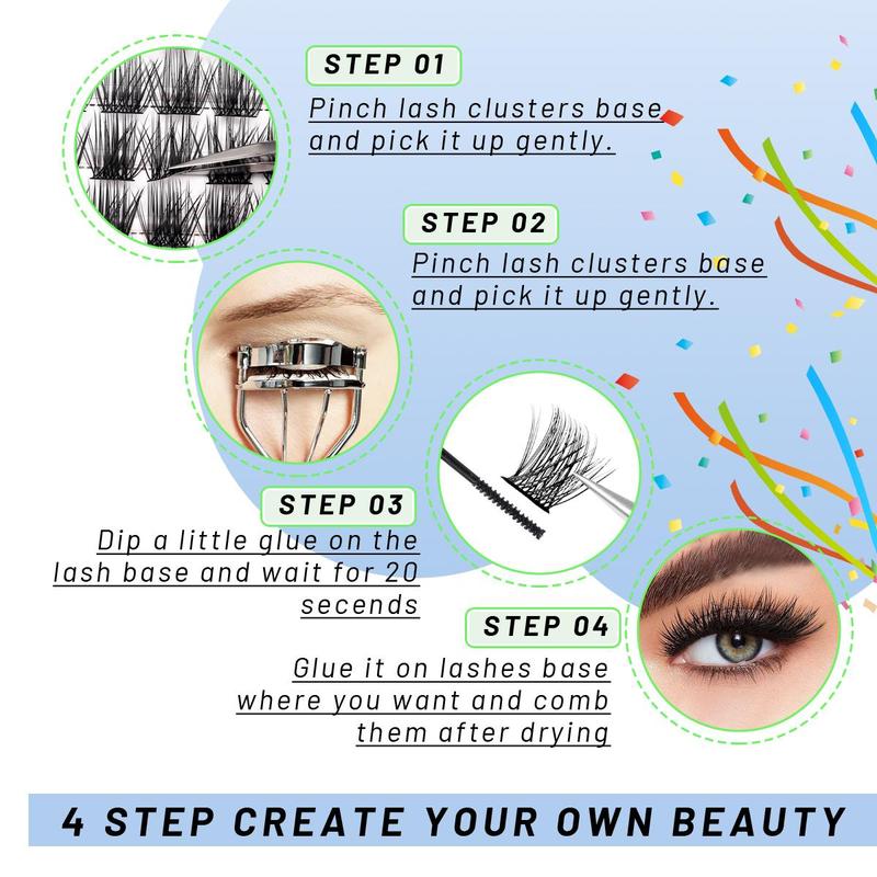 C/d Curl Mixed Size Individual False Eyelashes, 1 Set Natural Look Eyelash Extensions, Self Grafting Eyelash Clusters, Summer Makeup Gift, Makeup Products, Makeup Bundles, Valentine's Day Gift, Eyelashes Extensions, Cosmetic, Eyelash Falsies 7