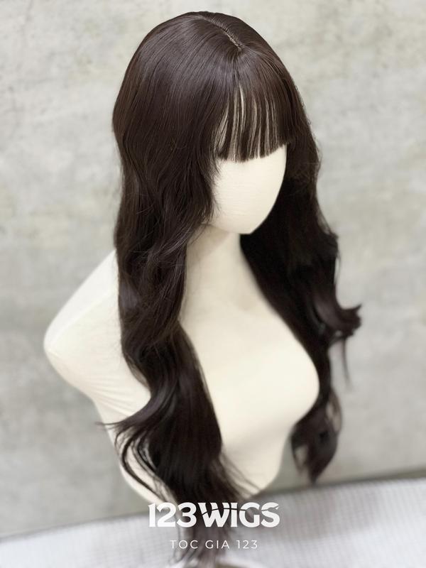 123WIGS - Tóc giả nguyên đầu hush cut xoăn mái thưa dài ngang lưng S1006 3