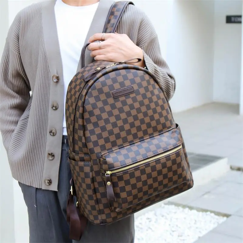 Balo Thời Trang Ô Xanh-Nâu vừa A4 - Đeo Vai - Backpack 3