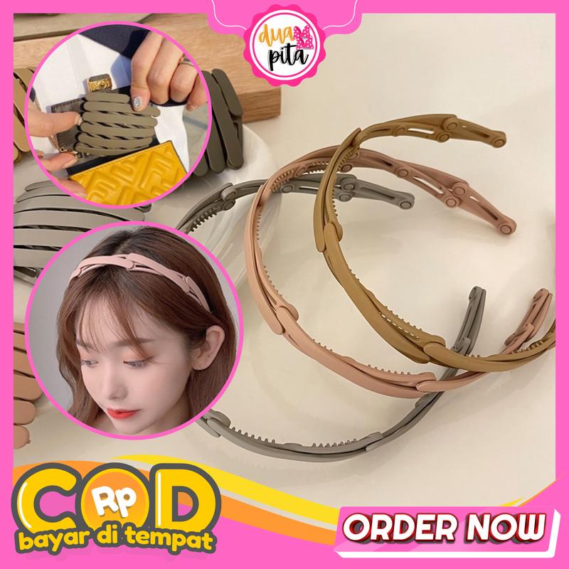 DP16 Bando Lipat Polos Wanita Pria Anak Aksesoris Rambut Fashion Korea Headbands 0