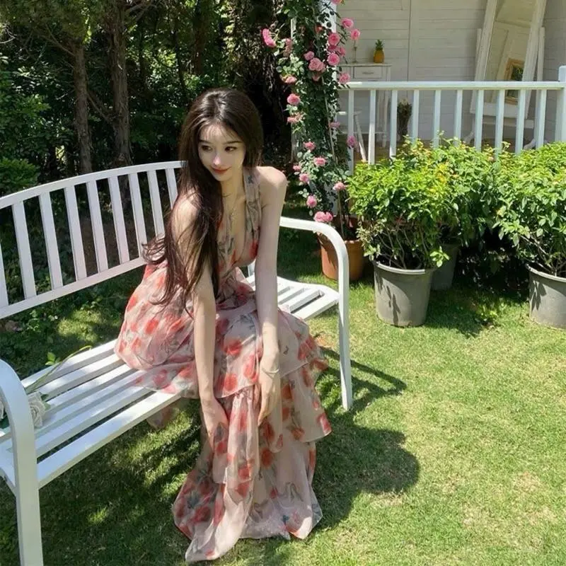 ĐẦM VOAN HOA HỒNG 4 TẦNG  ĐI CHƠI, ĐI DU LỊCH, ĐI TIỆC CỰC SLAY, ĐẦN VÁY NỮ XINH SANG CHẢNH Dress Nhung Women
