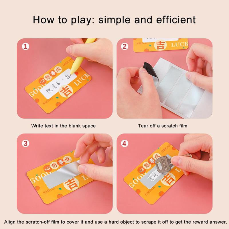 Product Introduction of 20pcs Heart Wants What It Wants Text Scratch Card Diy Lucky Scratch Card Student Reward Homemade Raffle Scratch Card 35