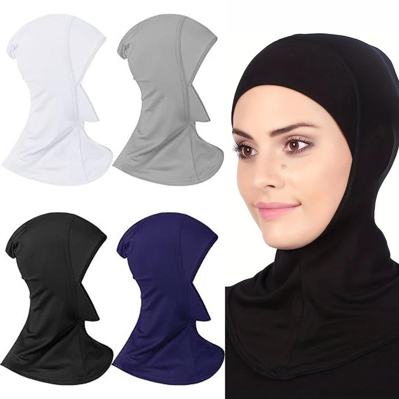 High Elastic Solid Color Muslim Full Cover Hijab Cap Islamic Underscarf Neck Head Bonnet Hat 0