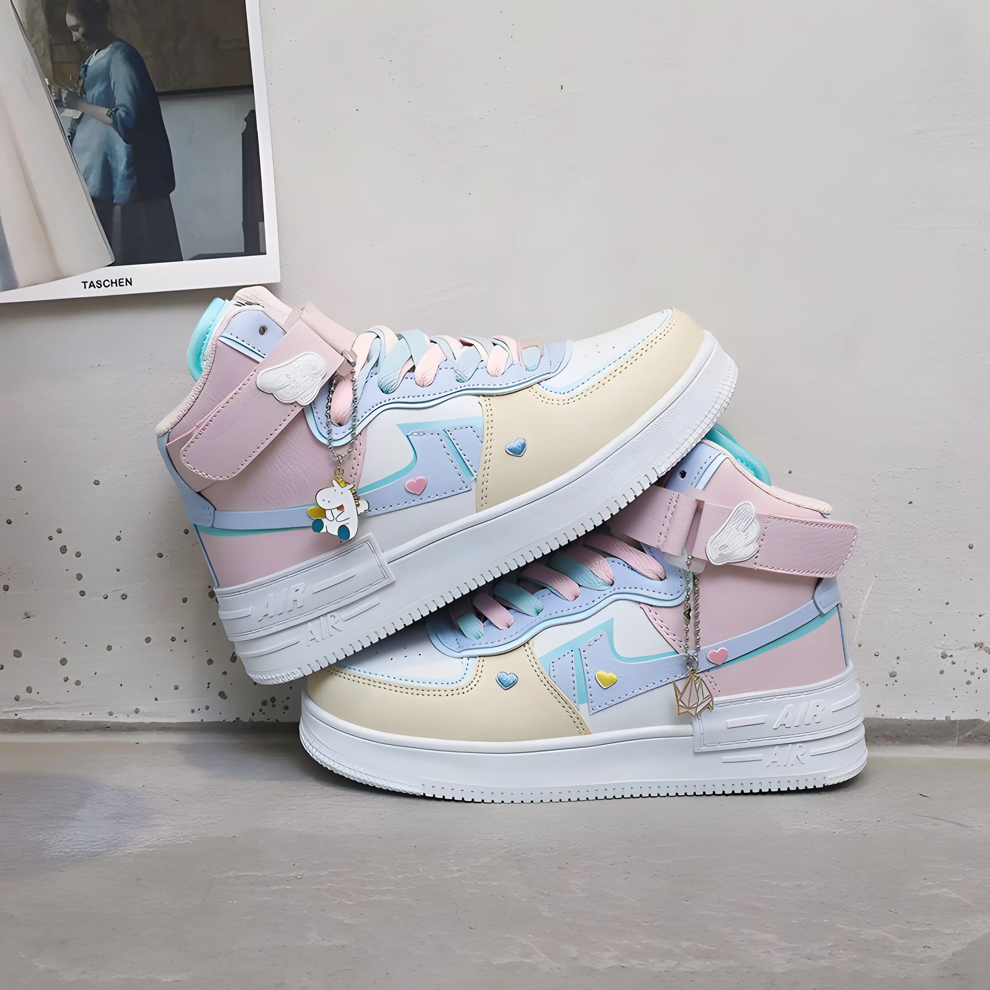 High Top Korean Trendy White Rubber Shoes For Women Sneakers Girl Footwear