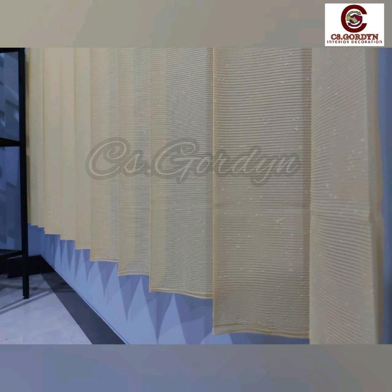 Gorden Vitrase Polos motif salju untuk puring vitrase Jendela Pintu warna Putih dan Kuning Curtain 4