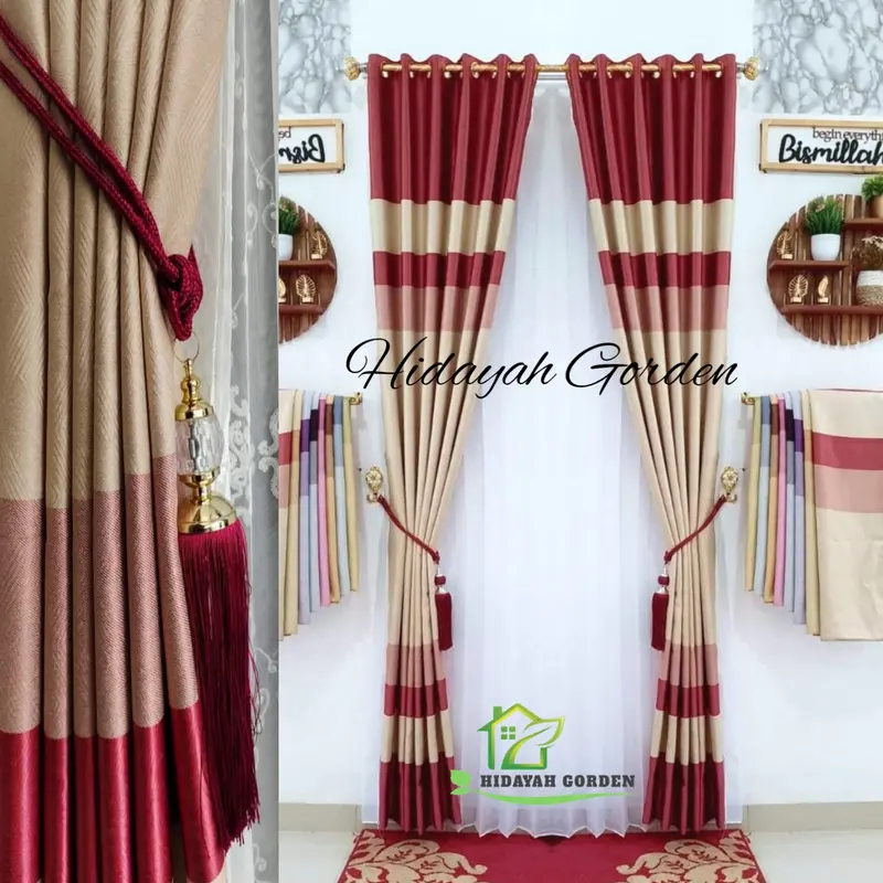 Gorden Jendela Ruang Tamu Minimalis Motif Garis Pelangi Untuk Pintu Kamar & Tirai Jendela Minimalis 3