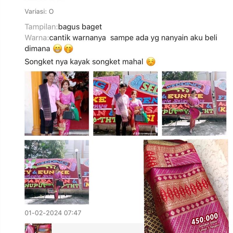 NEW Songket Atbm Limar 3 Negeri Exclusive / Songket Tenun Mesin Palembang / Motif Pulir 3