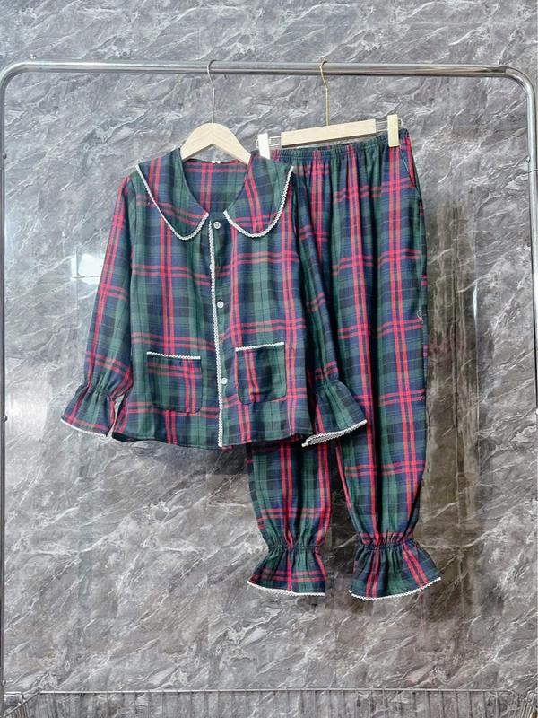 (40-58kg)Đồ Bộ Pizama Dành Cho Nữ, Chất Vải Nỉ Dày, Mềm, Thoáng Mát, Tay Dài Quần Dài, In Họa Tiết Sọc Nhiều Màu Khác Nhau Nhung