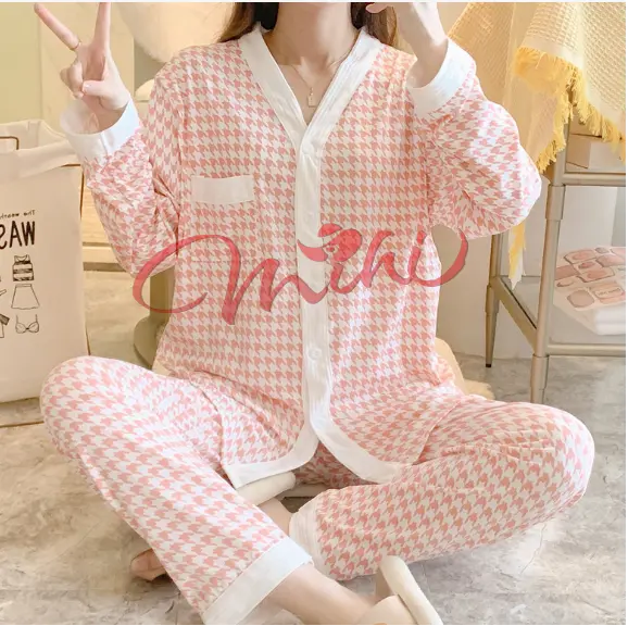 Bộ đồ bầu, sau sinh cho con bú PIJAMA CỔ TIM HÀNG MỚI 2022 1