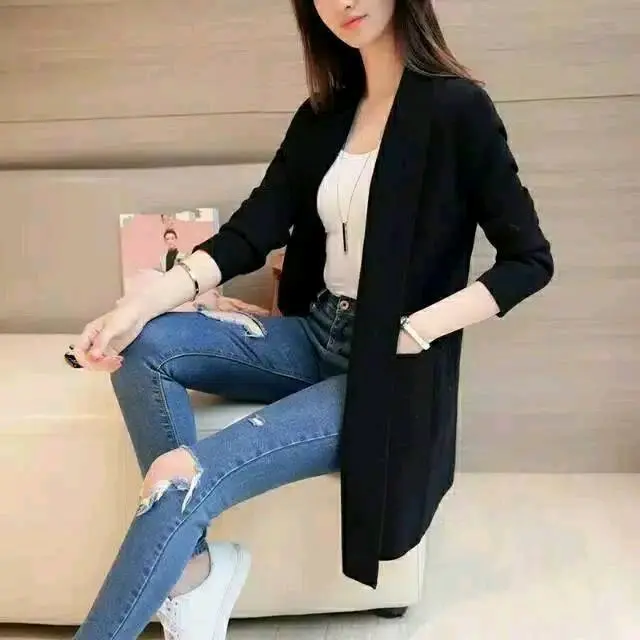 Promo Cardigan spandek moder dengan bahan spandek premium Muslim Outer Kardigan Hitam Panjang Atasan  Wanita Basic