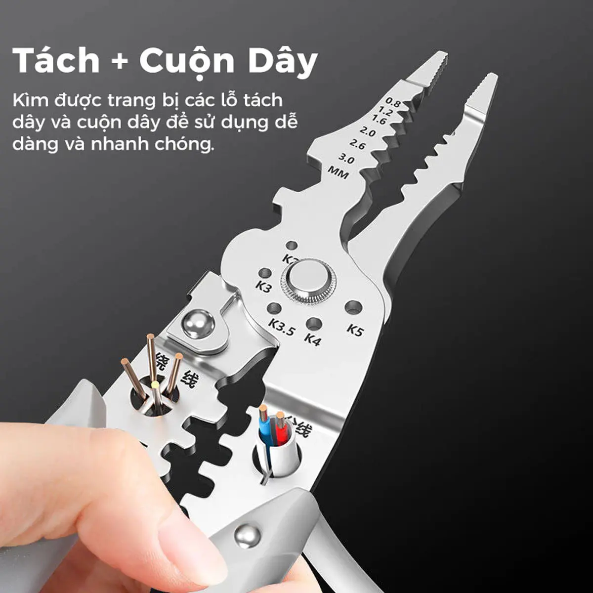 Kìm tuốt dây điện đa năng 9 trong 1, kìm điện đa năng thép gió hss, tước dây 4mm tongkhosi2