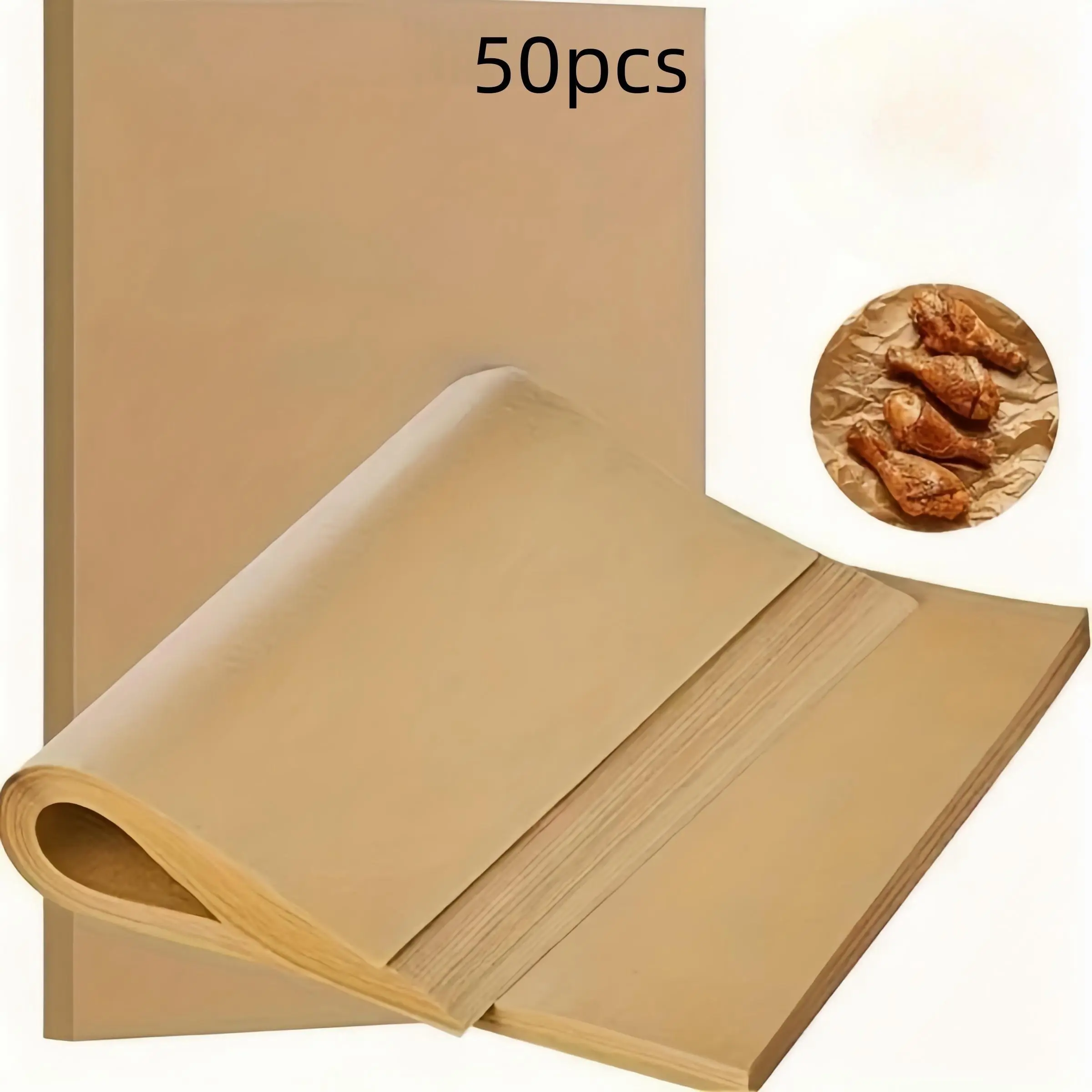 Baking Parchment Paper, 50pcs Non-stick Oil-proof Parchment Paper, Baking Utensils for Cooking in Gas Fryers, Steamers & Ovens