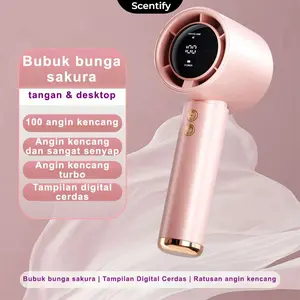 (Scentify) Kipas Mini Strong Wind 100 Gear Wind Speed kipas angin Digital Display Adjustable Turbo kipas tangan Tampilan Daya Digital Kipas Meja Elektrik Daya Tahan Baterai 12 Jam