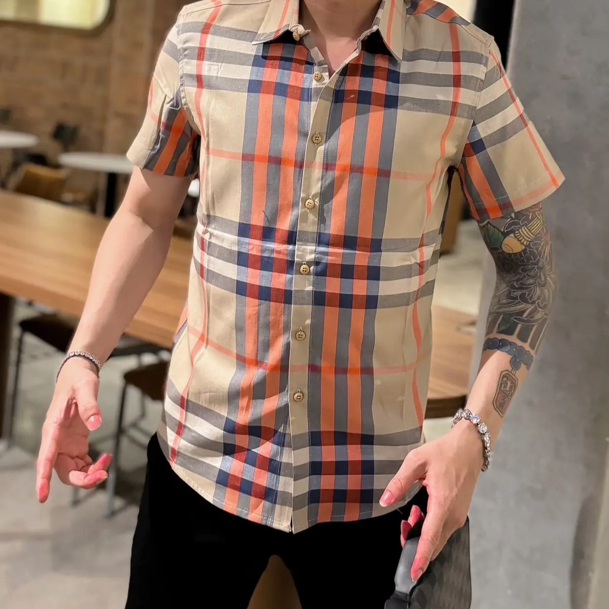 Áo sơ mi nam tay ngắn ,chất liệu cotton ,vải dệt kim cao cấp Menswear Có Cổ
