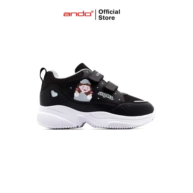 Ando Official Sepatu Sneakers Yeona V Anak - Hitam/Abu-Abu Muda