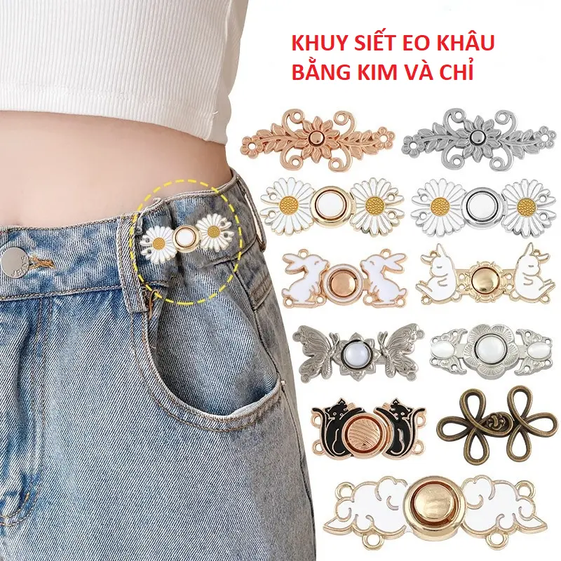 Tổng Hợp Các Mẫu Khuy Cài Khâu Bằng Kim Và Chỉ Hình Gấu Và Hoa Bướm Trang Trí Thắt Lưng Quần Jean, Quần Tây, Đầm