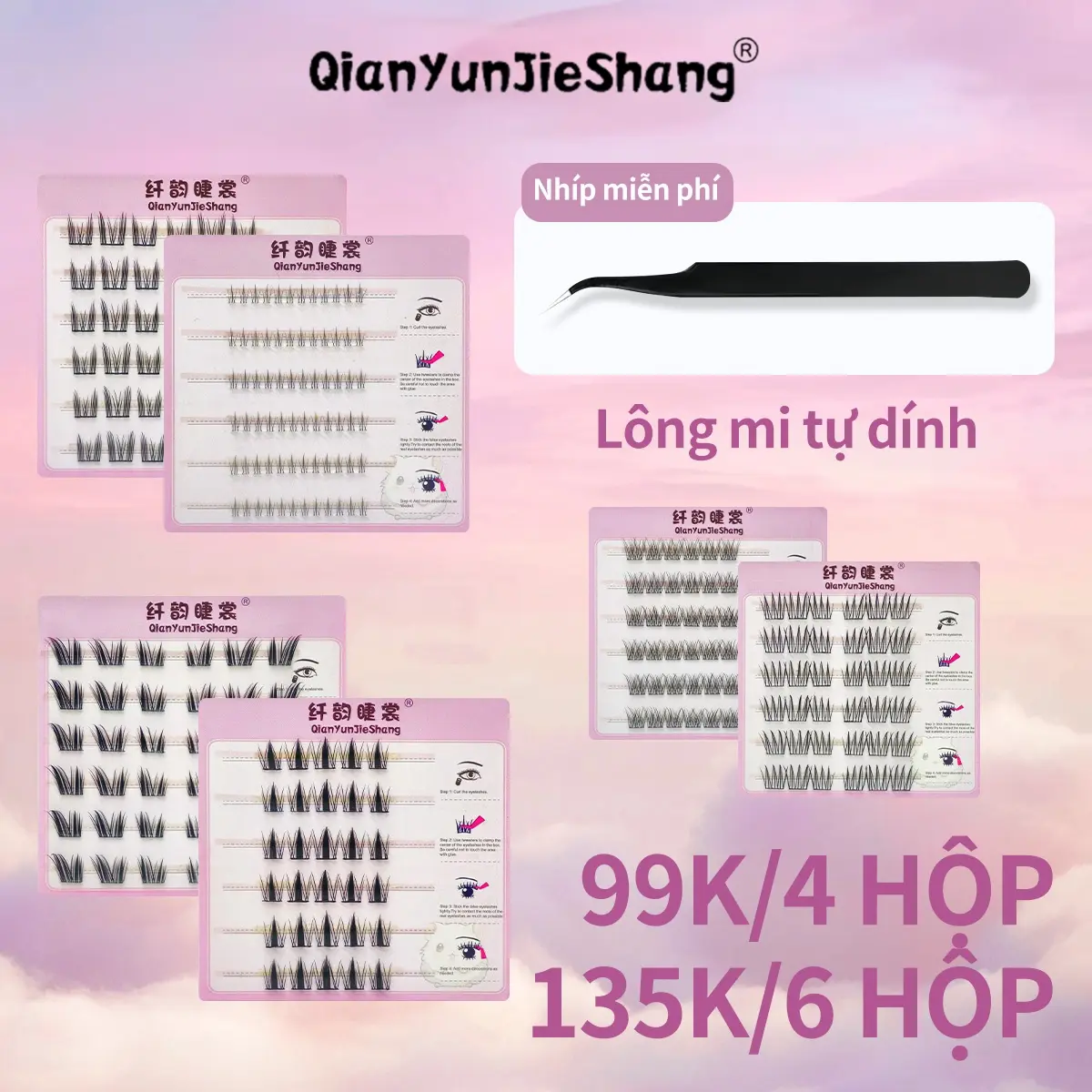 [99k/4 Hộp] Lông Mi Giả Tự Dính Không Cần Dùng Keo Thế Hệ Mới Có Thể Tái Sử Dụng Nhiều Lần IDOL Lông Mi Giả