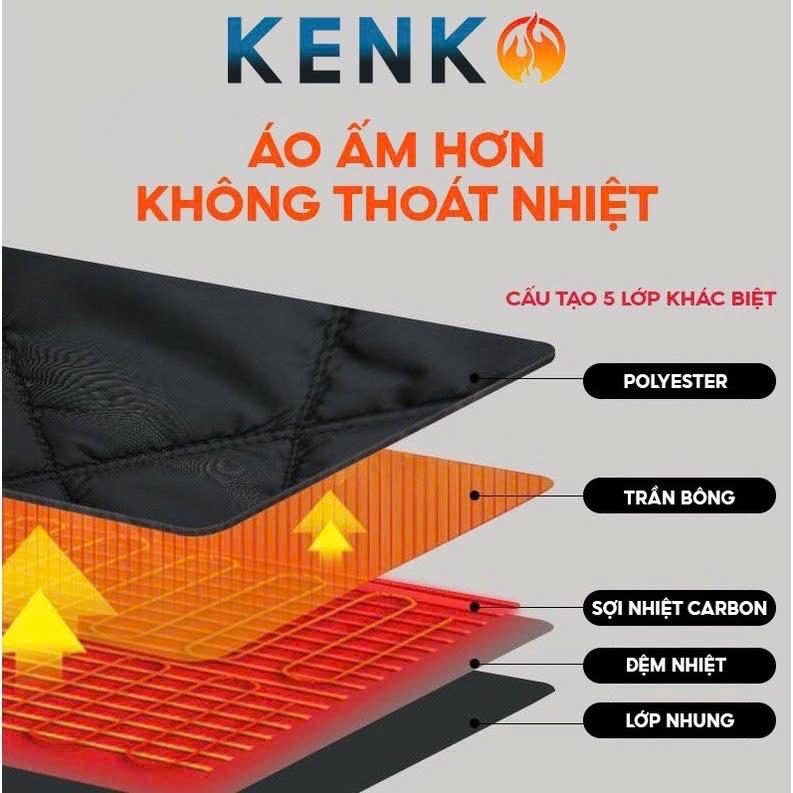 (Hàng chính hãng) Áo sưởi ấm KENKO J08 7 vùng nhiệt, pin 24000mah, sd từ 6-12h. Bảo hành 12 tháng 8