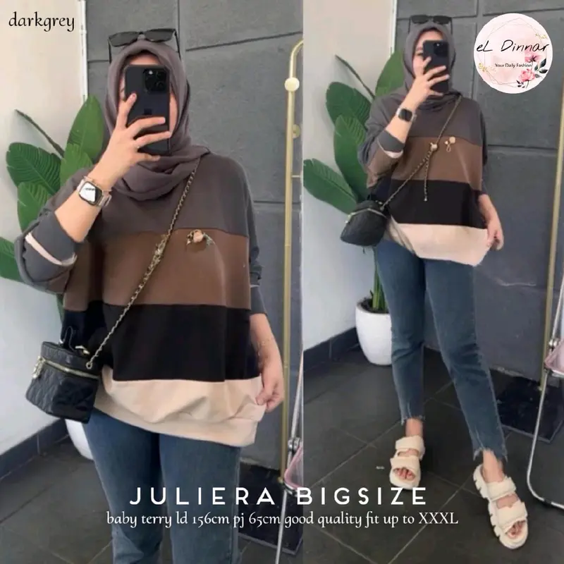 Blouse jumbo lengan panjang wanita cantik  Santai Juliera big size by eldinar 0