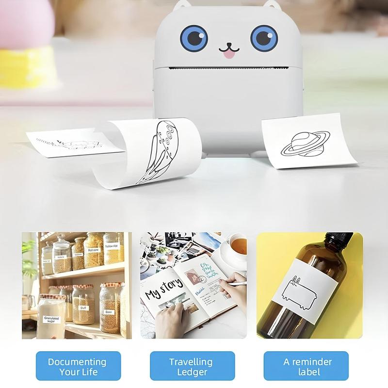 Portable Mini Printer, 1 Box Portable Wireless Photo Printer with Print Paper & Photo Sticker & Photo Corner Sticker, Bluetooth-compatible Label Printer for iOS & Android 3