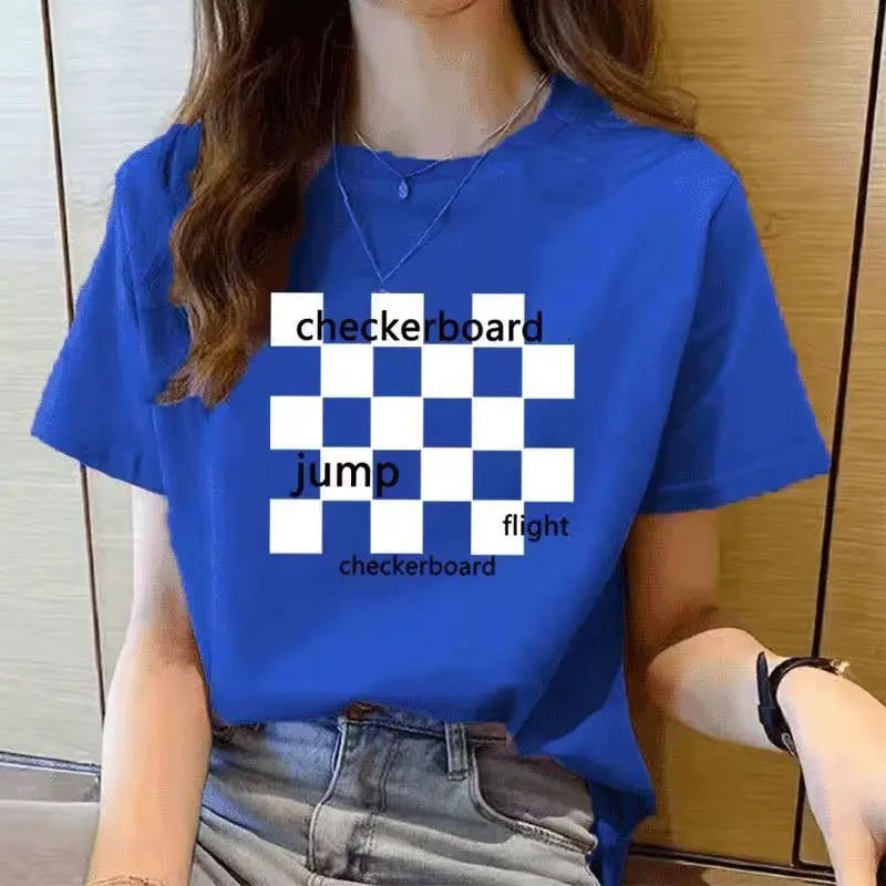 M21 2022 Summer New Short Sleeve round Neck Klein Blue T-shirt Women's Loose All-Match Half Sleeve Student Top Ins Fashion