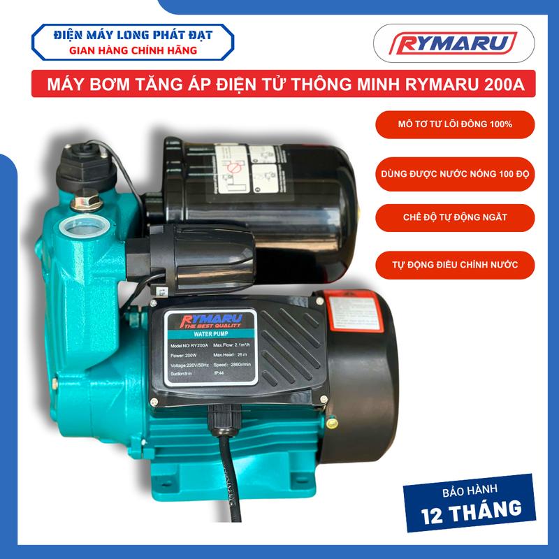 Máy bơm nước tăng áp điện tử thông minh RYMARU 200A với mô tơ lõi đồng 100%
