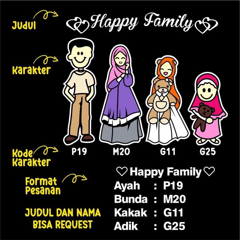 STIKER MOBIL HAPPY FAMILY LUCU / Stiker Keluarga Warna-Warni Car 1