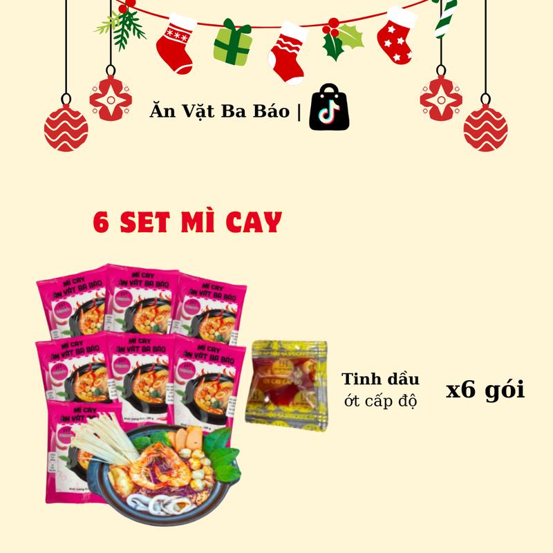 [ MNG ] Combo 6 gói mì cay cốt pha sẵn chuẩn tại quán , Ăn vặt ba báo ( 1 gói kèm súp 180g ) Mì Food Miến