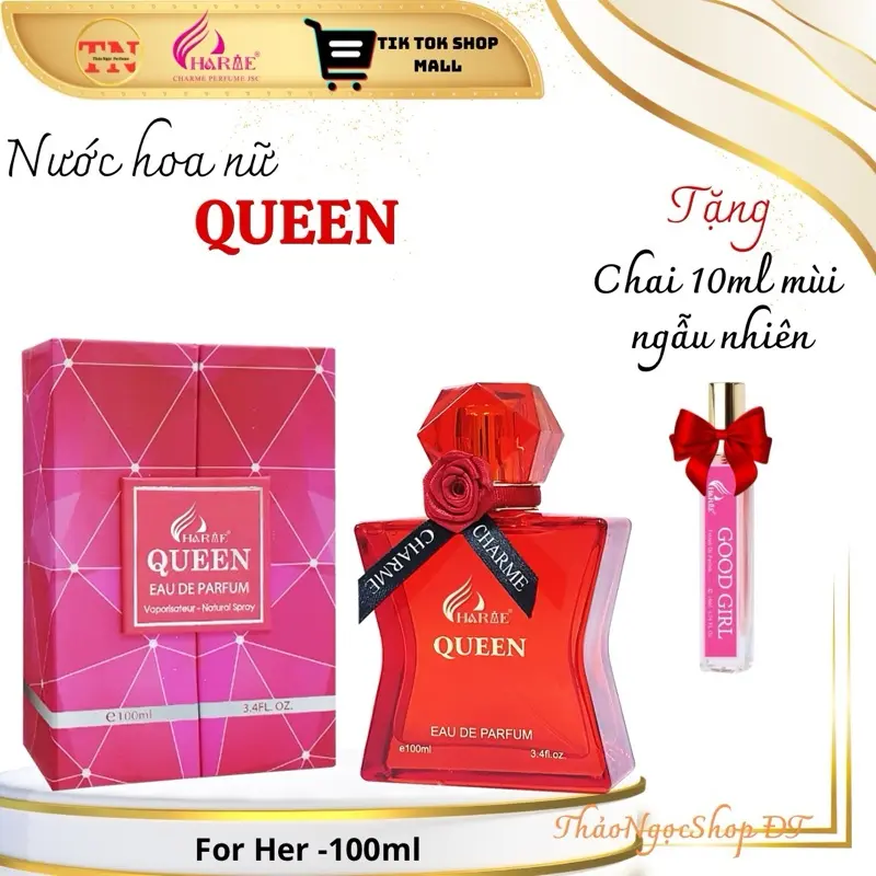 CHARME PARFUM NƯỚC HOA NỮ QUEEN 100ML ( tặng 1chai 10ml mùi ngẫu nhiên)SÔI NỔI ,QUYẾN RŨ,GỢI CẢM Perfume Xịt Thơm Cosmetic Women