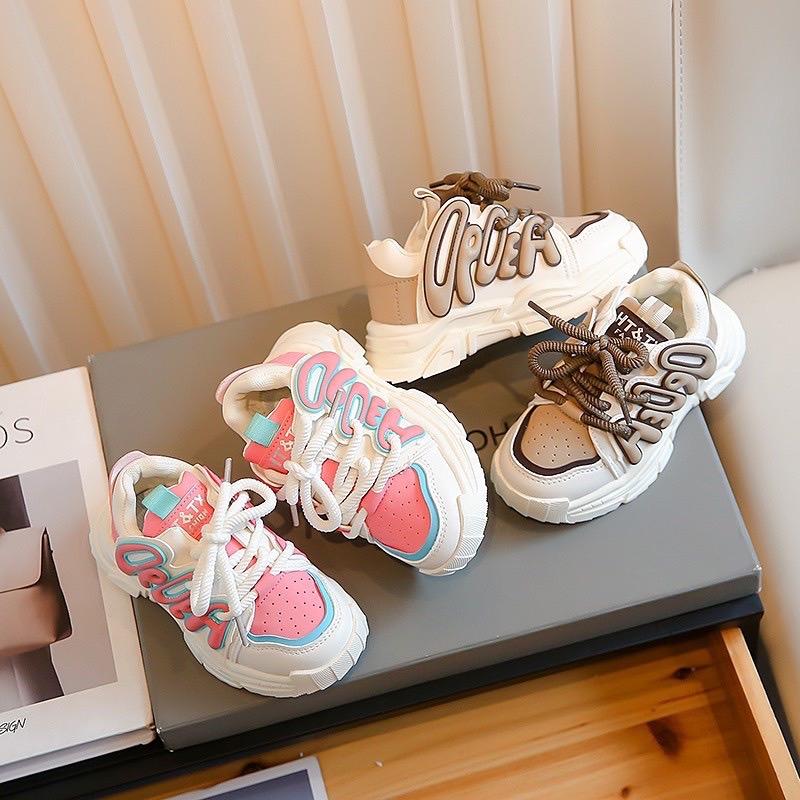 Giày sneaker cá tính phối dây buộc ấn tượng cho bé - Giày thể thao bé trai bé gái giày đi học đi chơi chữ cách điệu 998 0