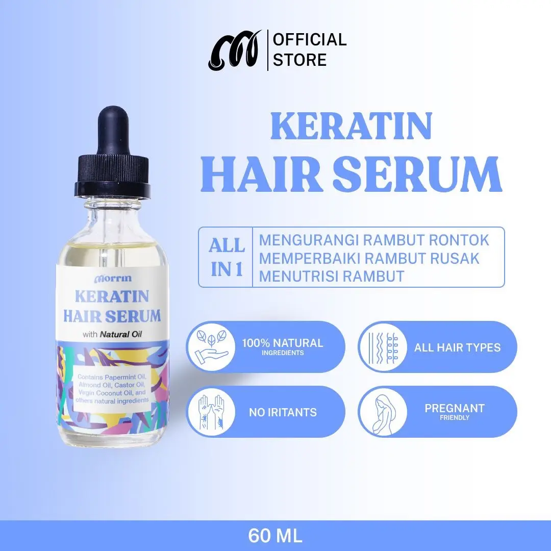 Morrin Hair Serum Keratin Oil - Serum Rambut Anti Rontok Dan Anti Ketombe Mempercepat Pertumbuhan Rambut