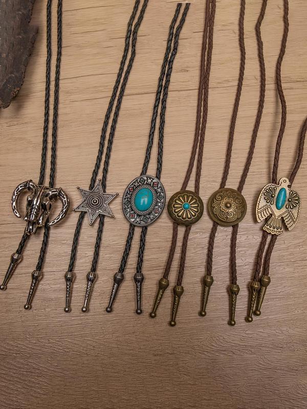 Random Style Boho Style Bolo Tie Necklace, Western Style Long Necklace for Men, Fashion Jewelry for Party, Daily Decor, Trendy All-match & Exquisite Jewelry for Birthday Gift 4