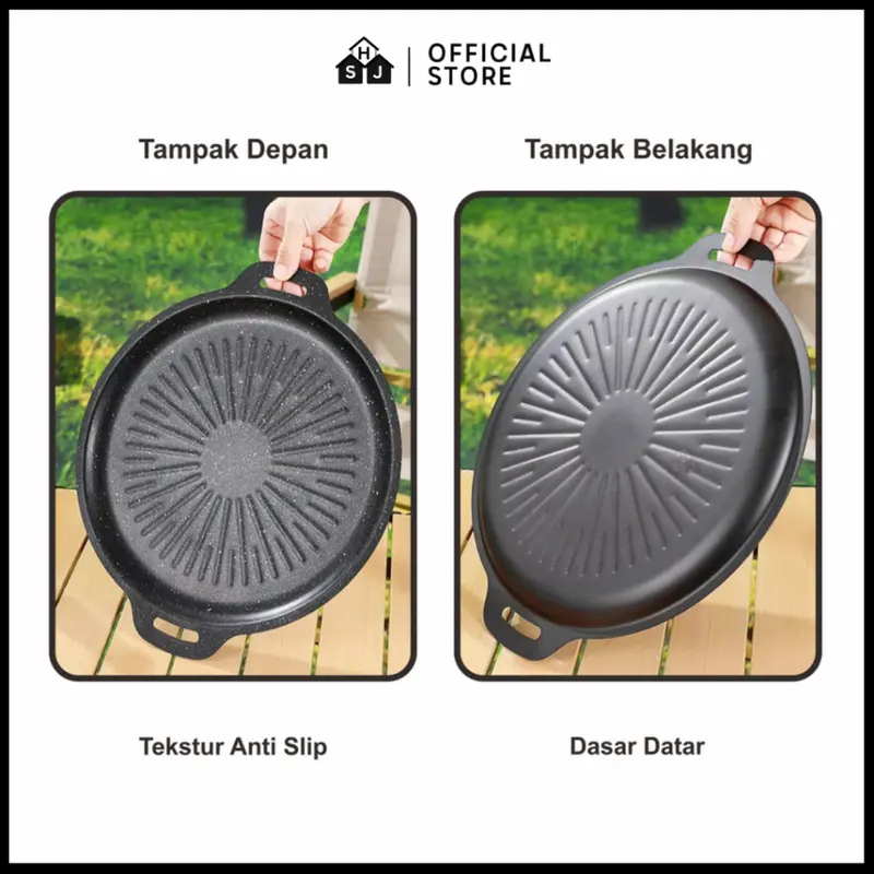 Grill Pan Premium BBQ Korean Wajan Panggangan Anti Lengket Serbaguna Alat Baja Teflon Kitchenware Bonus Set Capitan 1