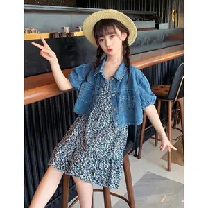 Set dress jacket 2in1 3 - 9 Tahun Anak Baju Bunga Jeans