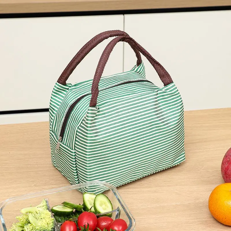 Striped Pattern Lunch Bag, 1 Count Reusable Lunch Handbag, Insulated Lunch Bag for Work Travel Picnic, Home Supplies 6