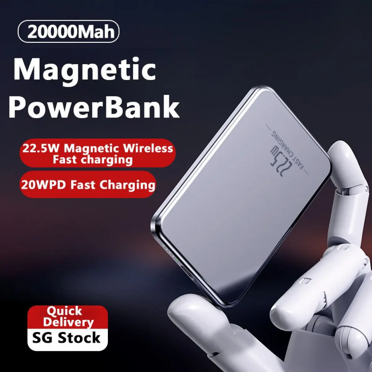 Seller Stock Magnetic Powerbank 22.5W Fast Charging 20000mAh Wireless Power Bank Portable Charger for iPhone Samsung snug  power  bank power  bank  20000mah