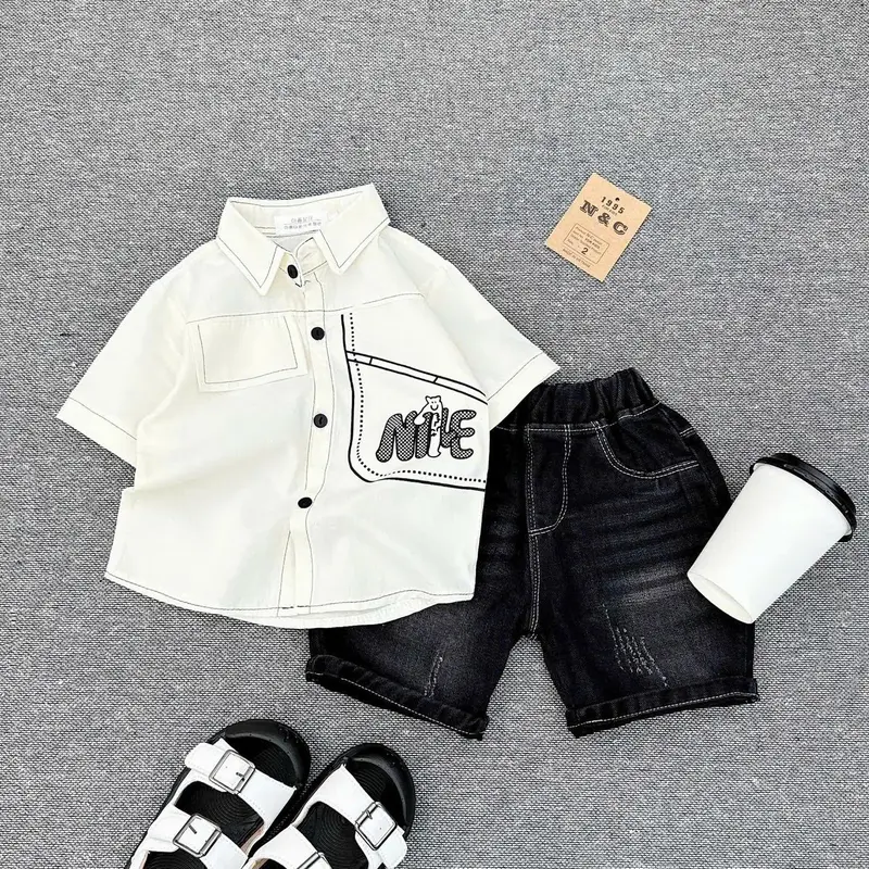 Áo Sơ mi kết hợp  Quần jean phối Cực Xịn sò cho bé trai cực yêu | Size 9-27kg | SunnyKids 0