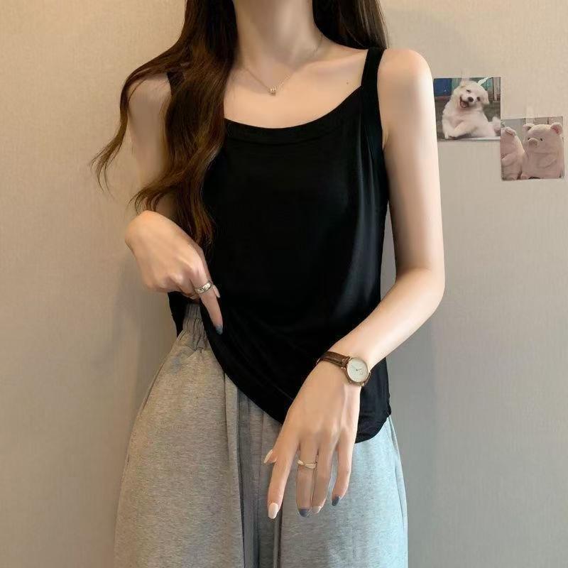 Product Introduction of 2025 Plus Size Black Camisole for Women Spring Summer Sleeveless Base Shirt Versatile Commuting Design 7
