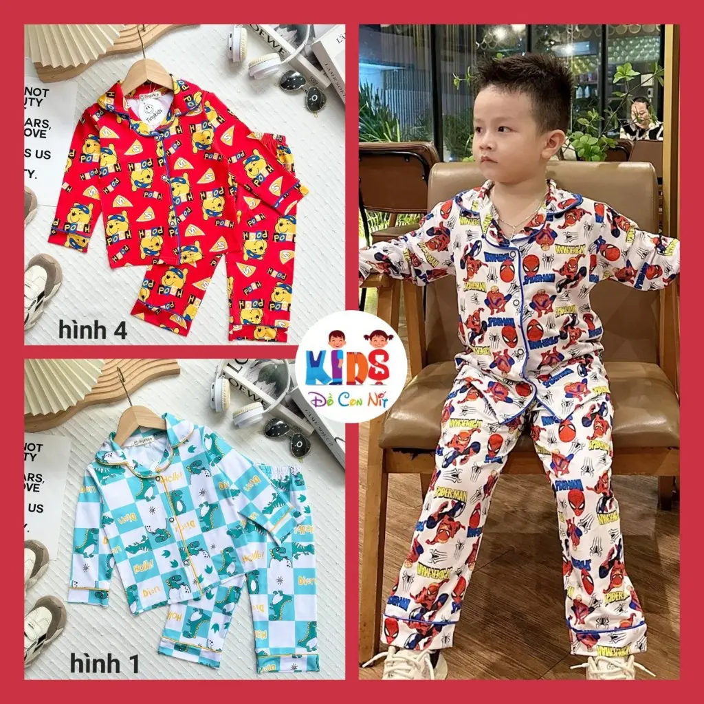 (20-48 KÝ) PIZAMA TAY DÀI BÉ TRAI - ĐỒ BỘ TRẺ EM